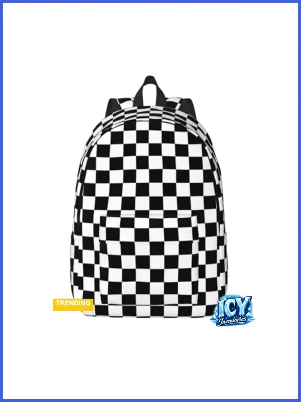 Checkered Canvas Laptop Backpack 17 Inch Lightweight Daypack for Travel Outdoor